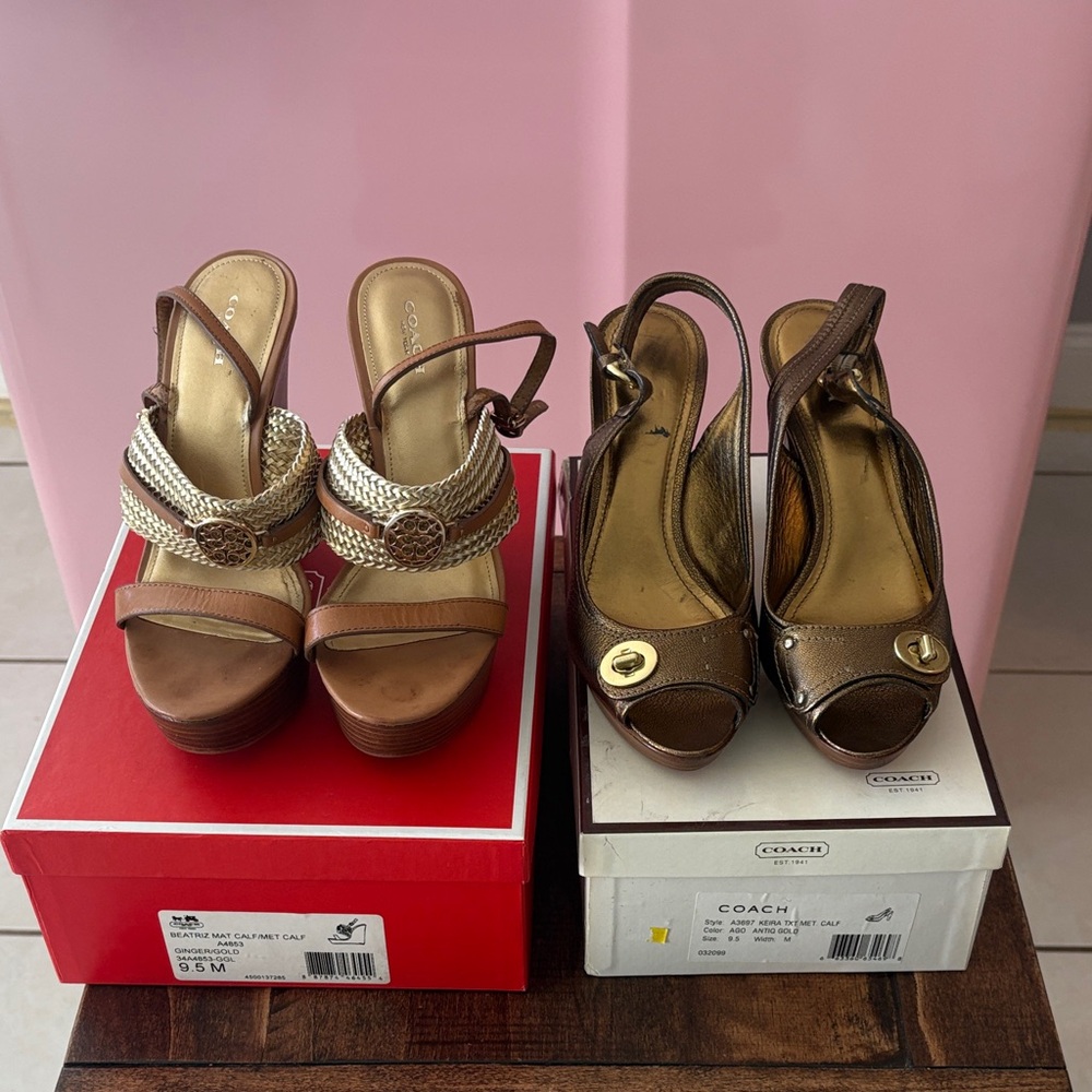 Coach sandals preowned gold/bronze lot 9.5
